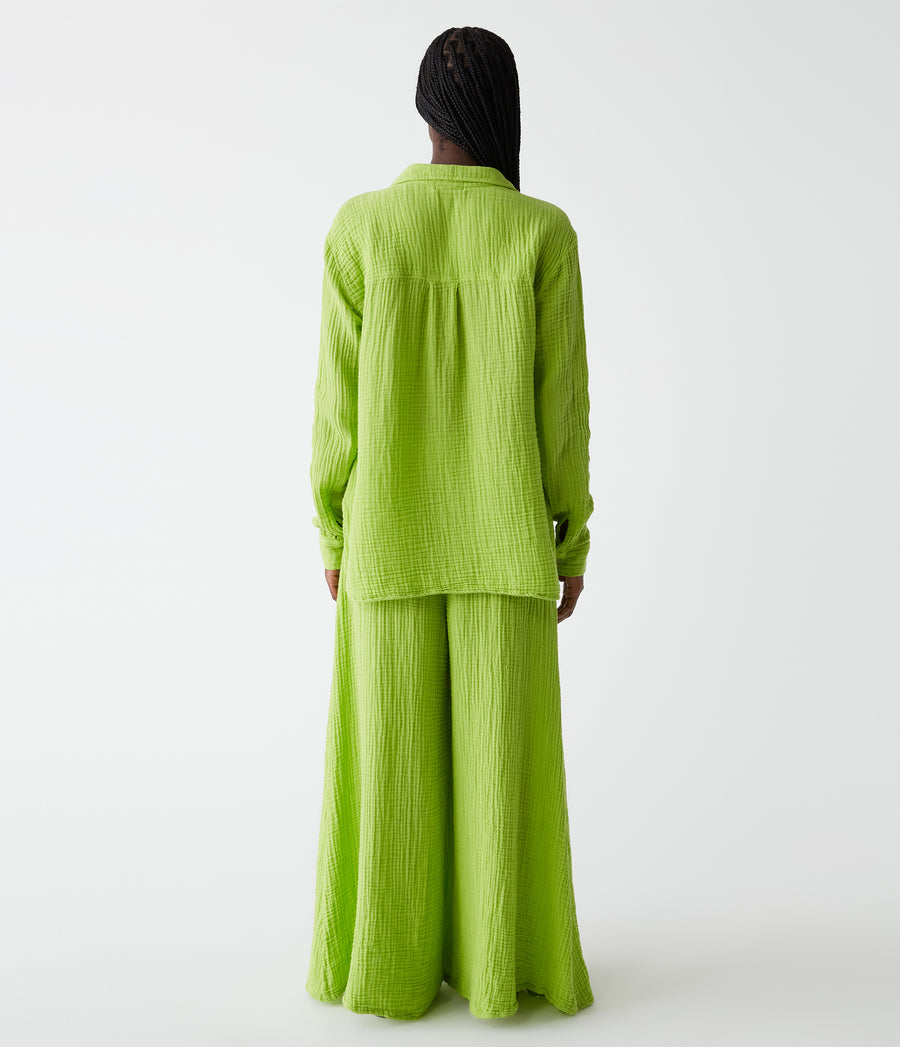 Simba Smocked Waist Pant in Lettuce Green Back View #LETTUCE