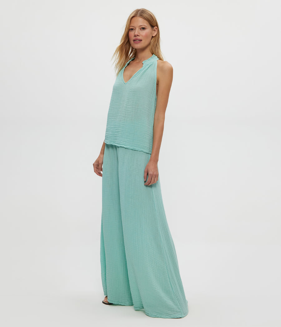 Simba Smocked Waist Pant in SERENE BLUE Side View #SERENE