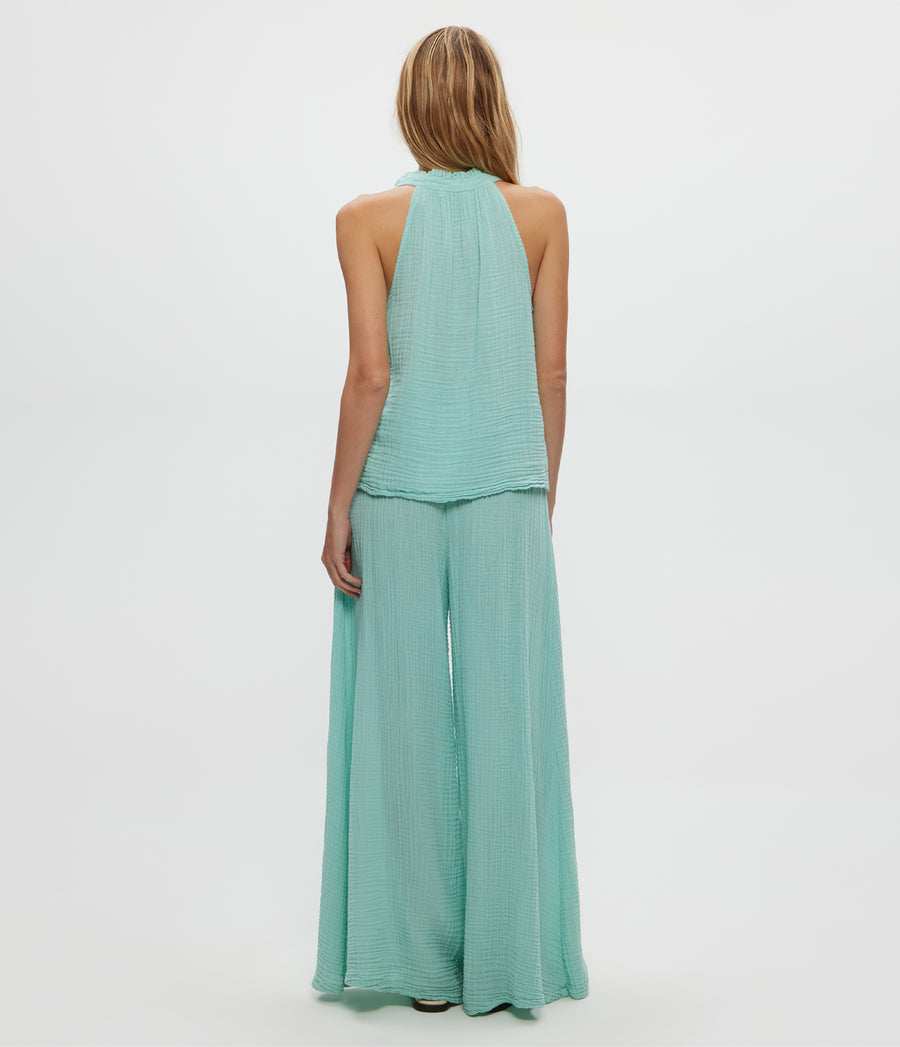 Simba Smocked Waist Pant in SERENE BLUE Back View #SERENE