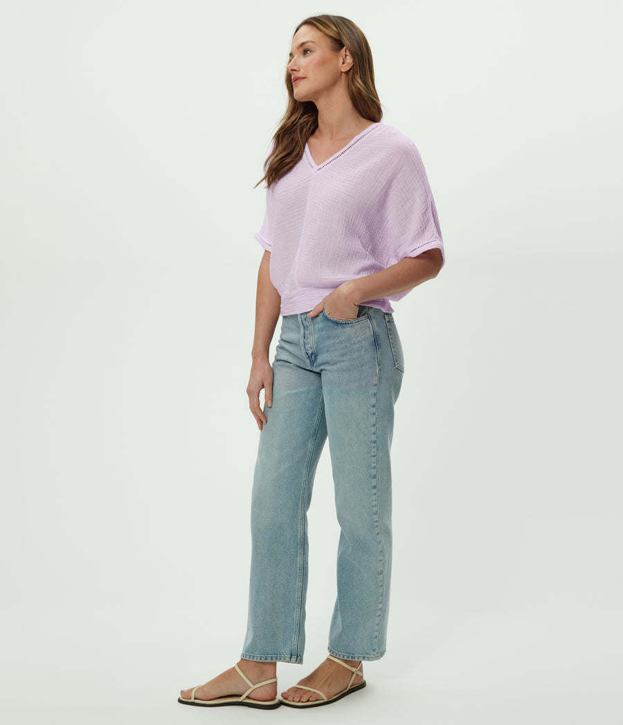 Imani Cropped Dolman Sleeve Top in WHIMSY PURPLE Side View #WHIMSY