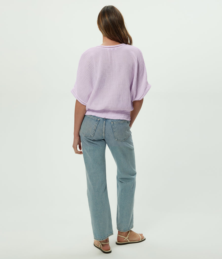 Imani Cropped Dolman Sleeve Top in WHIMSY PURPLE Back View #WHIMSY
