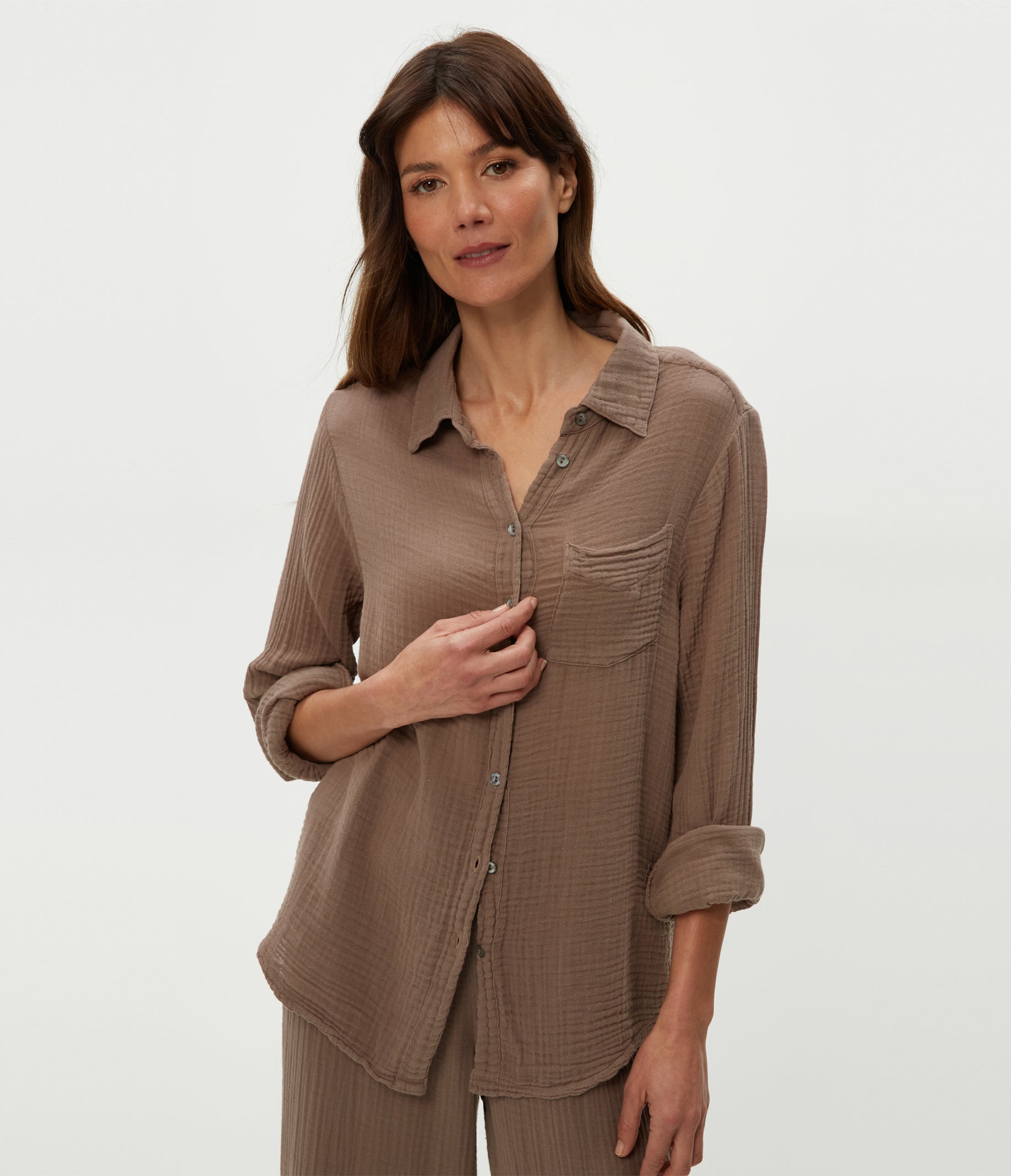 トップス strenenesse gabriele one pocket shirt Ernie Gauze Button Down Shirt