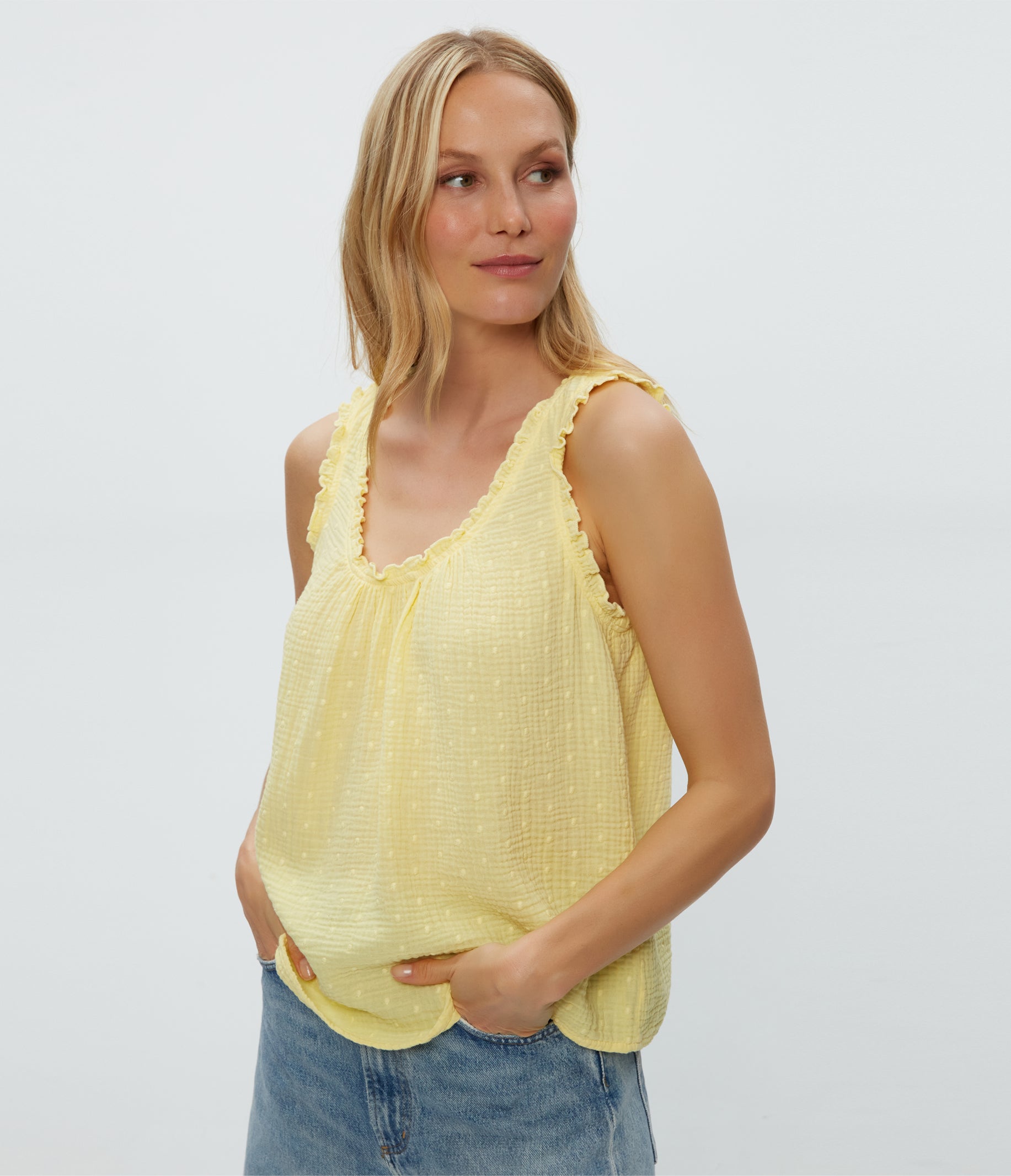 トップス OVERNEATH GARTER TANK072 (LIGHT BROWN) The Kendra Top | V-Neck Slip Tank with Shoulder Ties – Mod