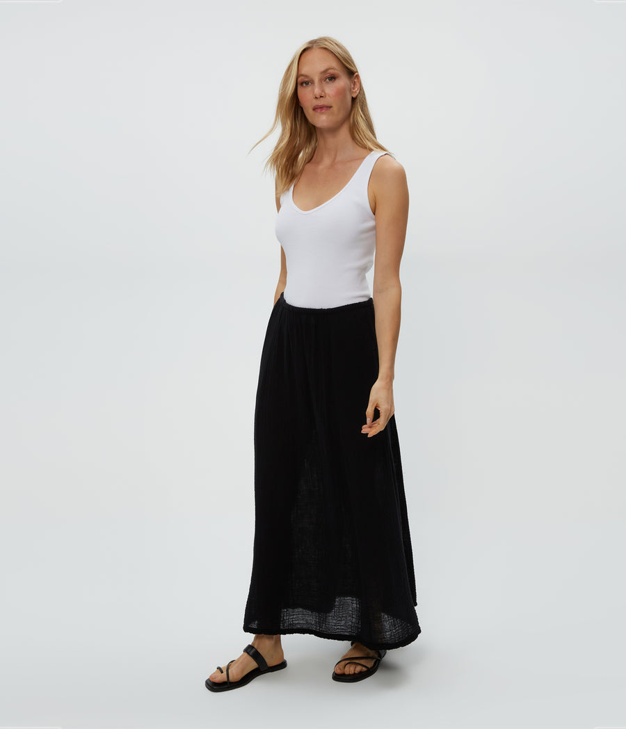 Phoebe Maxi Skirt in Black  Side View #BLACK