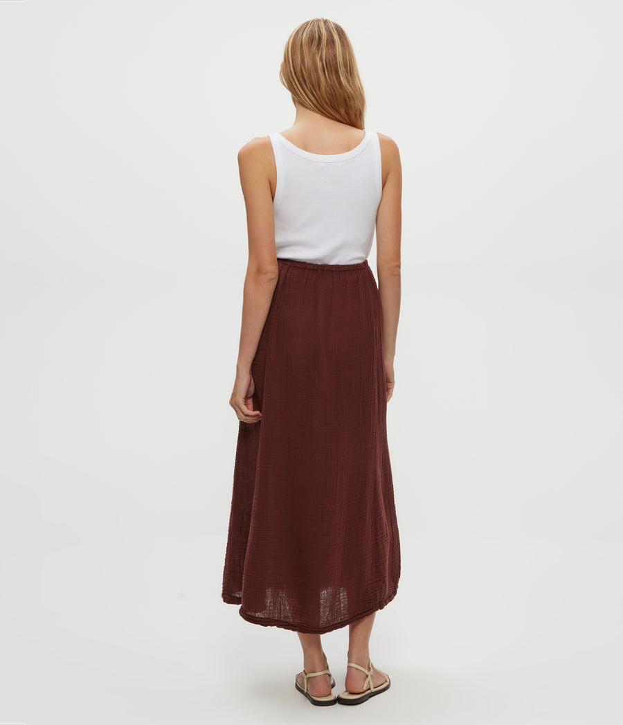 Phoebe Maxi Skirt in ESPRESSO Brown Back View #ESPRESSO