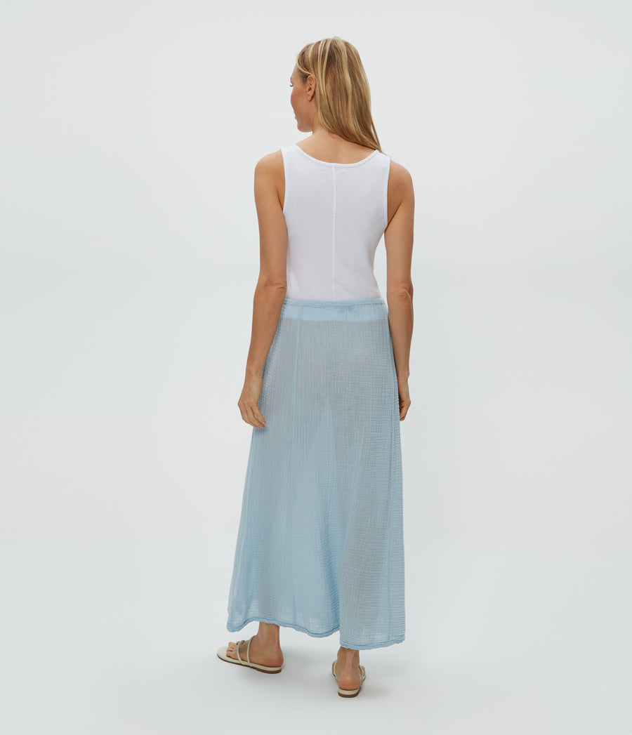 Phoebe Maxi Skirt in Fountain Blue Back View #FOUNTAIN