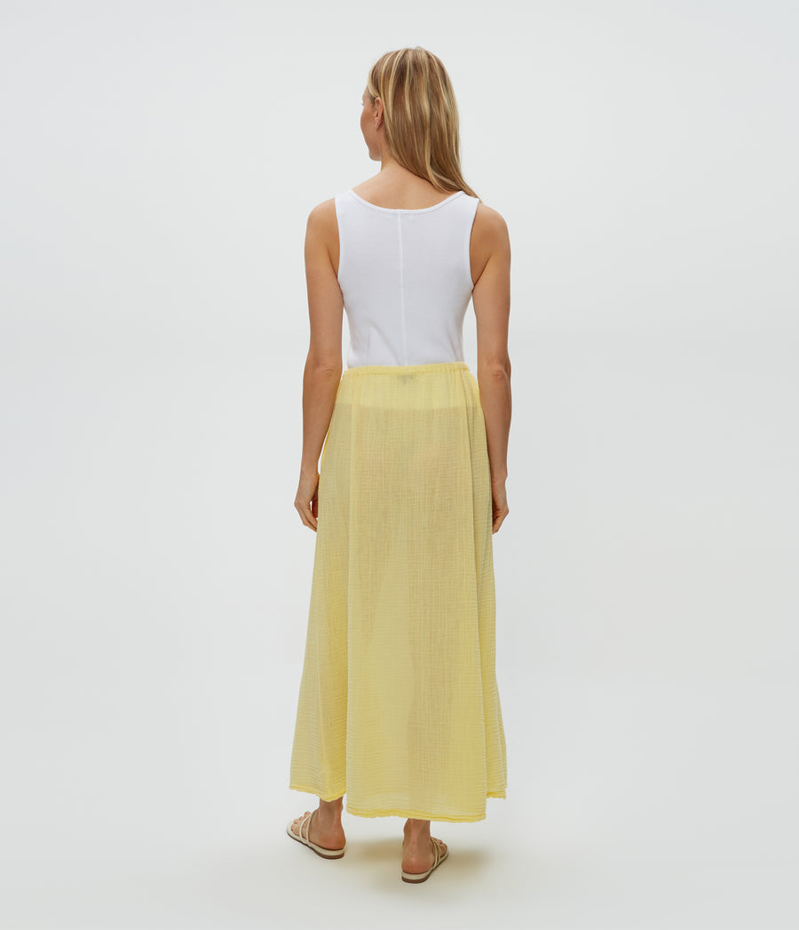 Phoebe Maxi Skirt in Lemonade Yellow Back View #LEMONADE