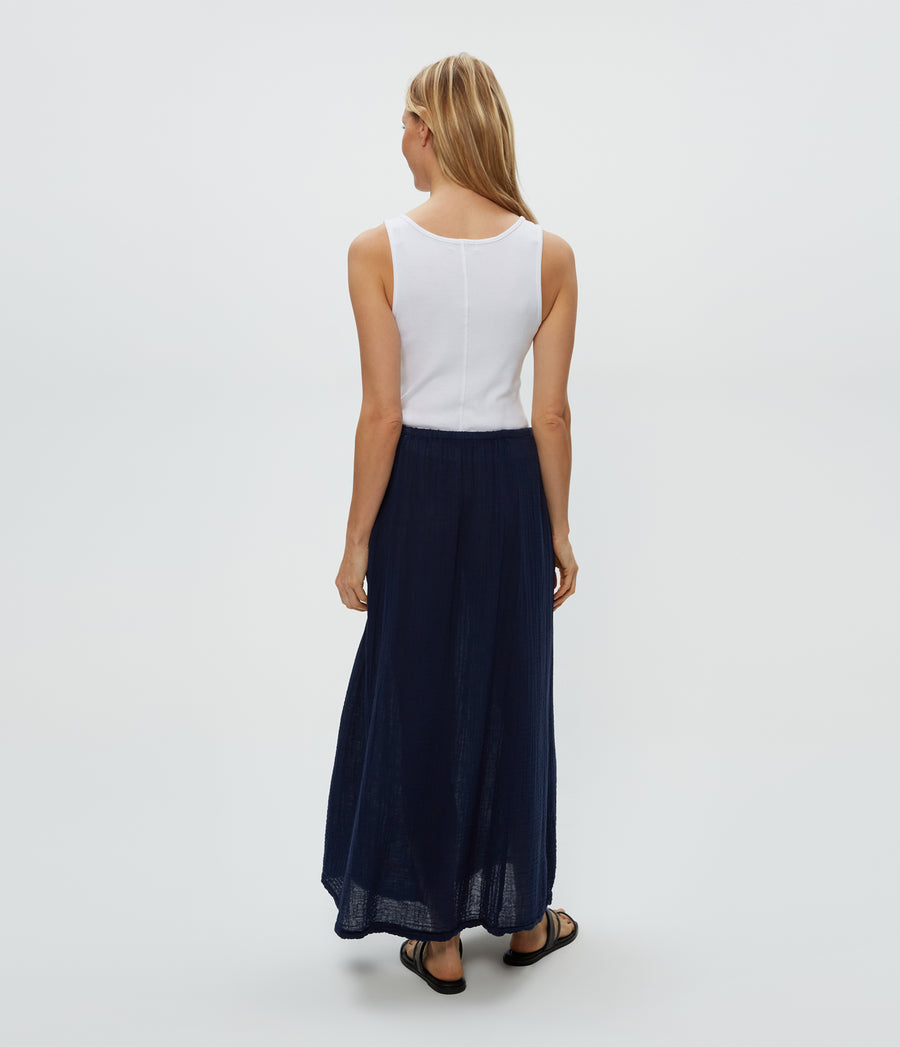Phoebe Maxi Skirt in Nocturnal Blue Back View #NOCTURNAL