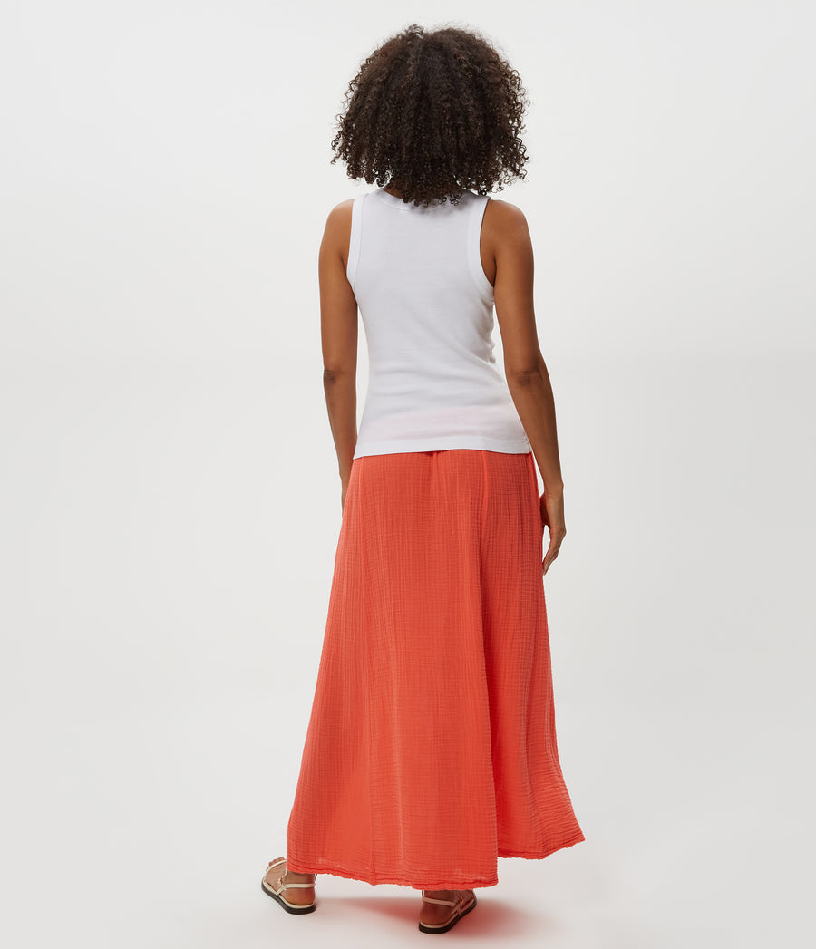 PHOEBE MAXI SKIRT in PERSIMMON ORANGE Back View  #PERSIMMON