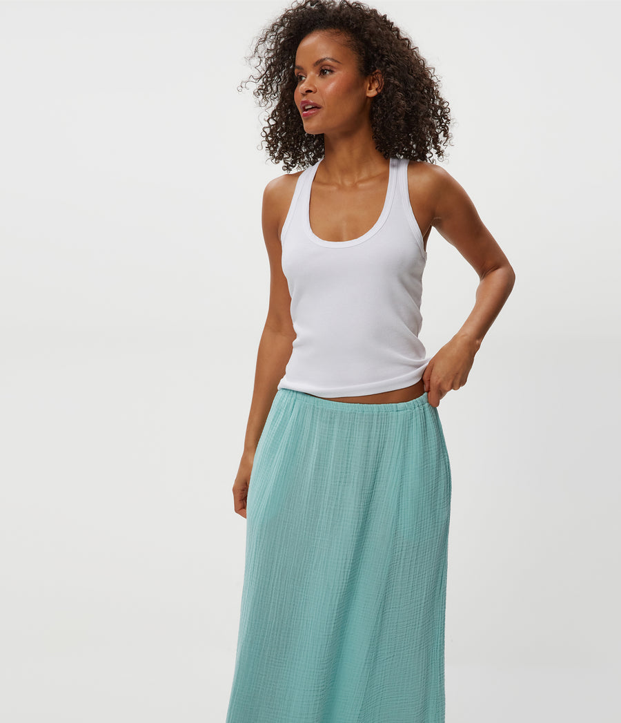 PHOEBE MAXI SKIRT in SERENE BLUE up View #SERENE