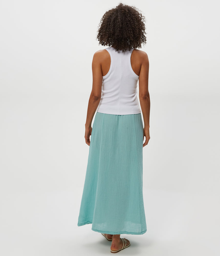 PHOEBE MAXI SKIRT in SERENE BLUE Back View #SERENE