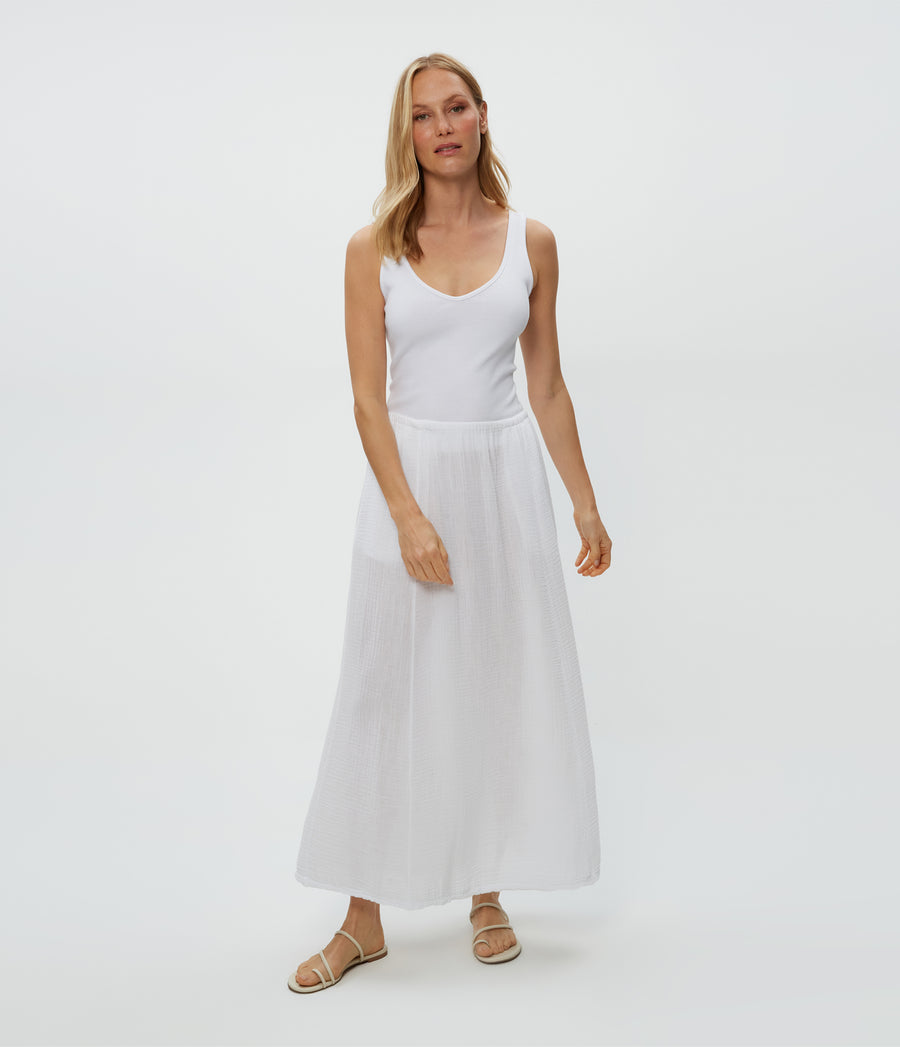 Phoebe Maxi Skirt in White  Full Body View #WHITE