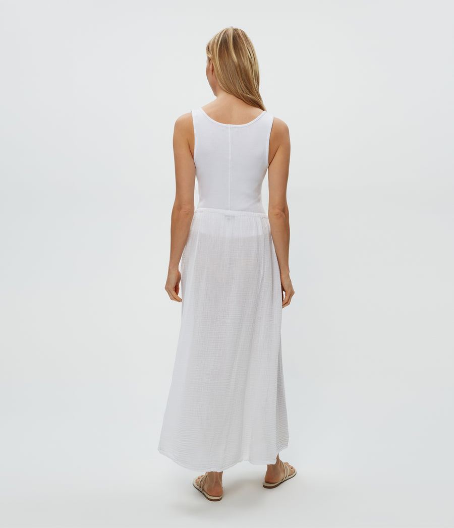 Phoebe Maxi Skirt in White  Back View #WHITE