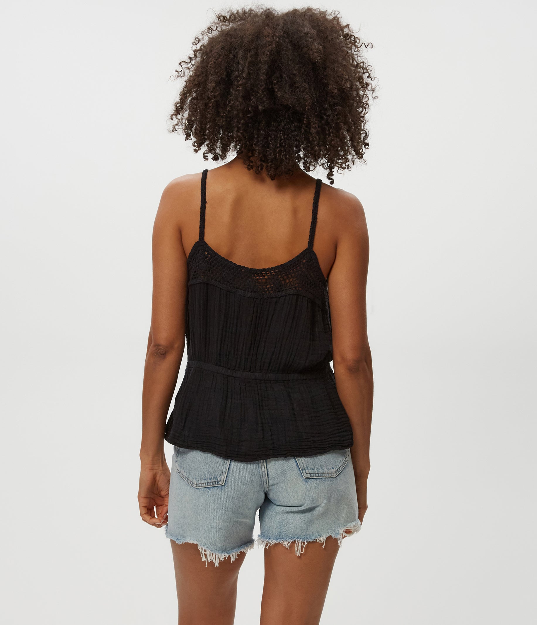 Dahlia Crochet Trim Waist Tie Tank