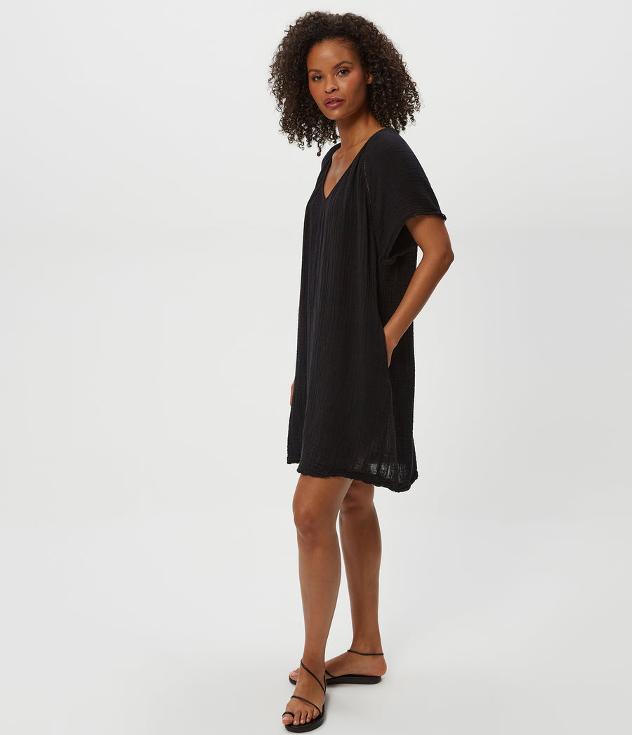 Sky Gauze Dress in Black Side View #BLACK