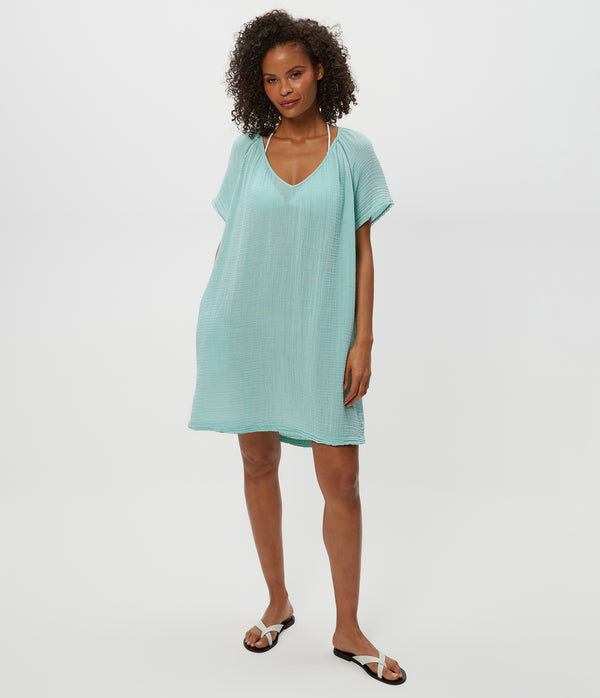 Sky Gauze Dress in  SERENE BLUE up View #SERENE