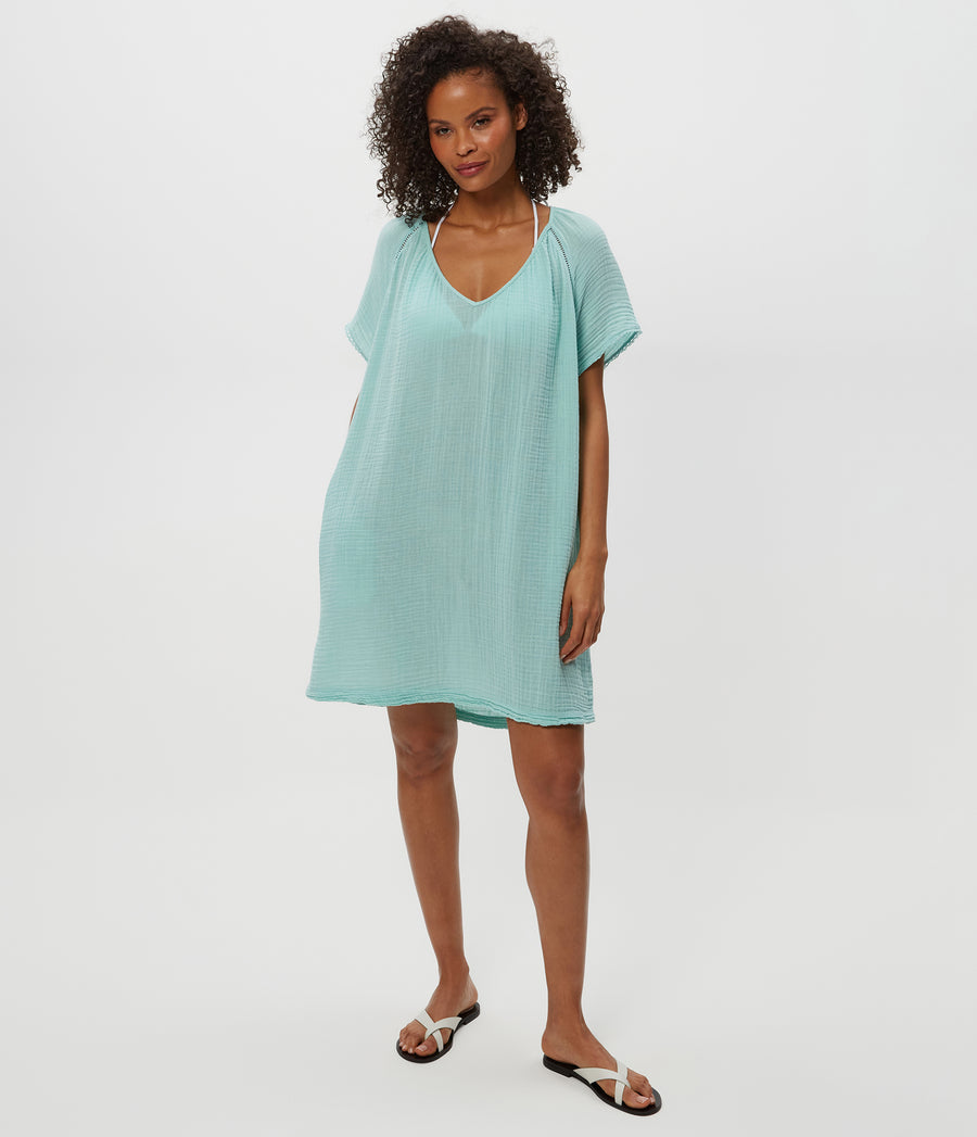 Sky Gauze Dress in  SERENE BLUE up View #SERENE