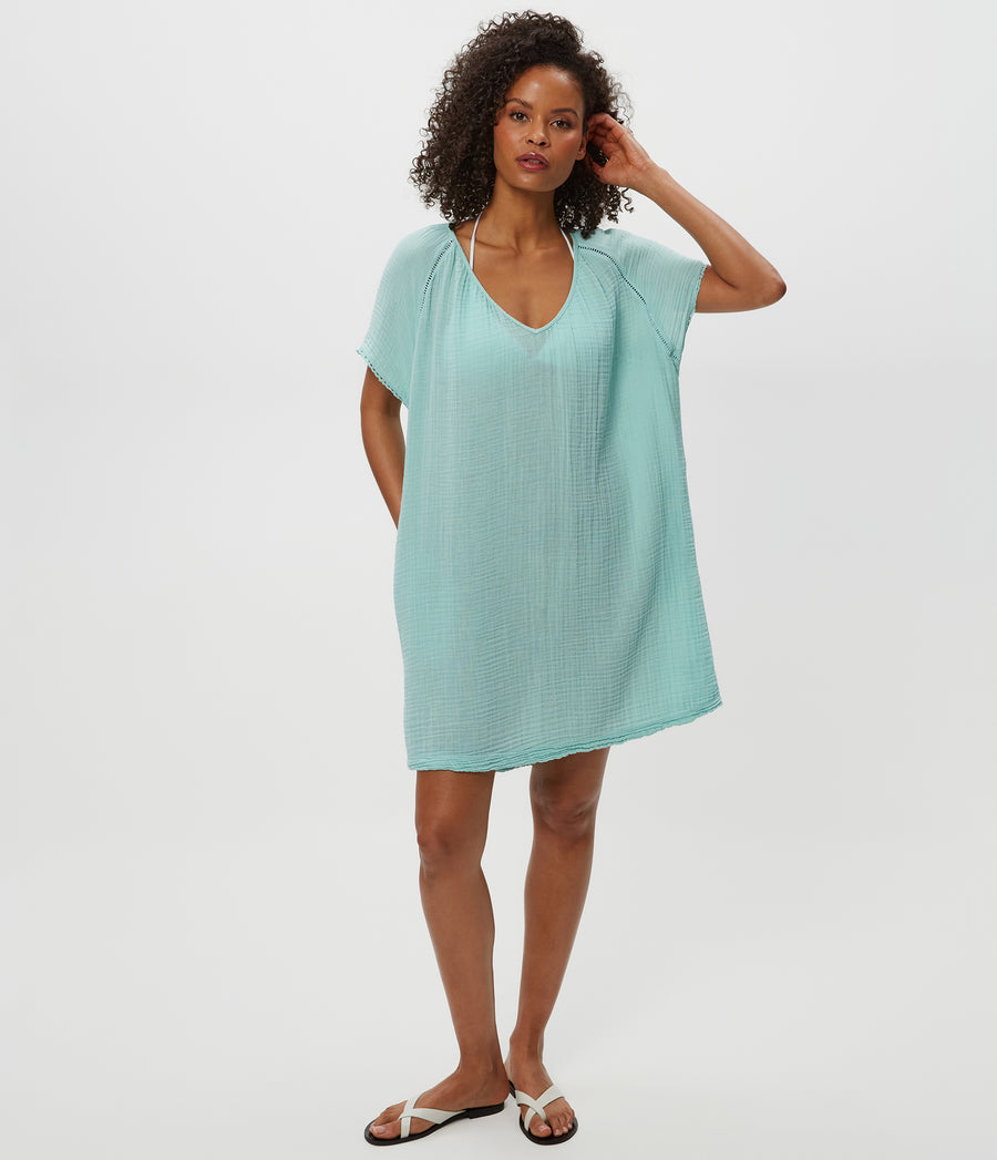 Sky Gauze Dress in  SERENE BLUE Body View #SERENE