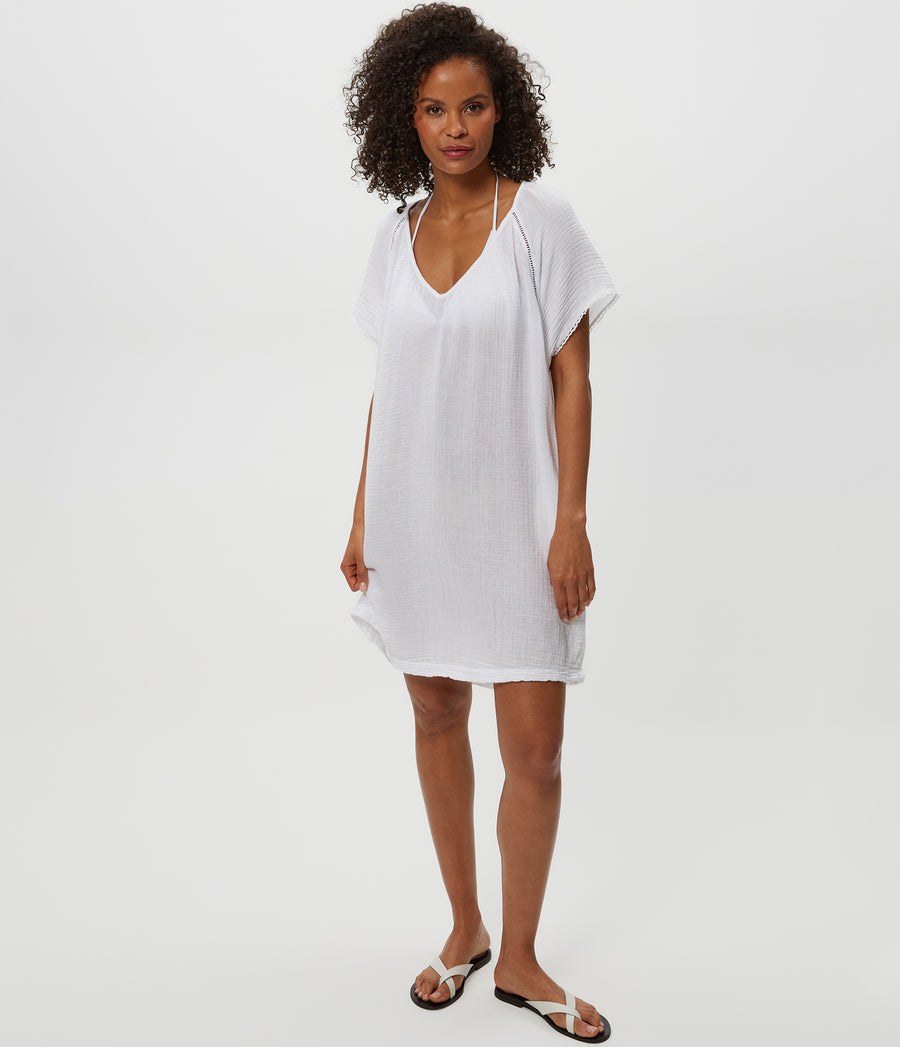 Sky Gauze Dress in White Full Body View #WHITE