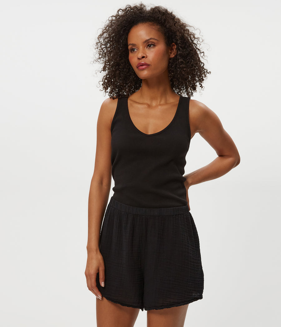 DREAM FLUTTER SHORT in Black Close up View #BLACK
