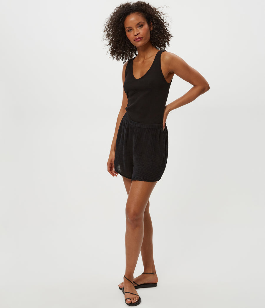 DREAM FLUTTER SHORT in Black Side View #BLACK