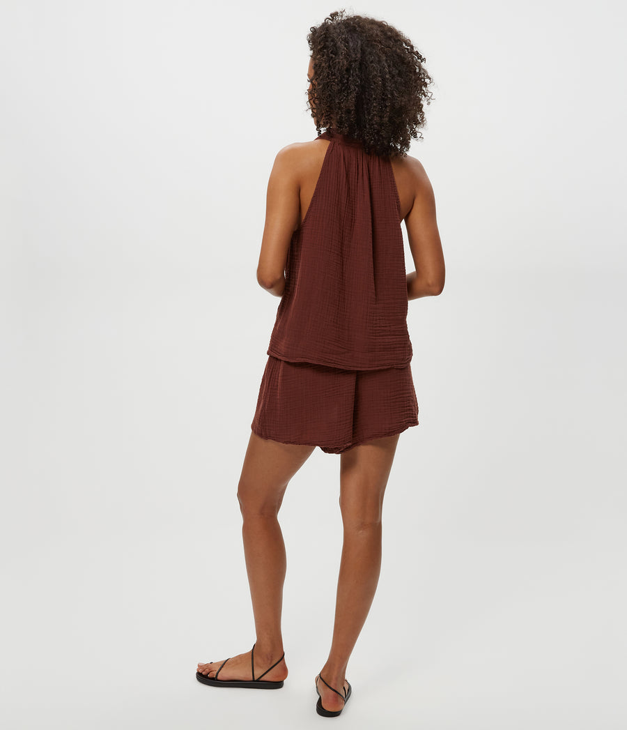 DREAM FLUTTER SHORT in ESPRESSO Brown Back View #ESPRESSO
