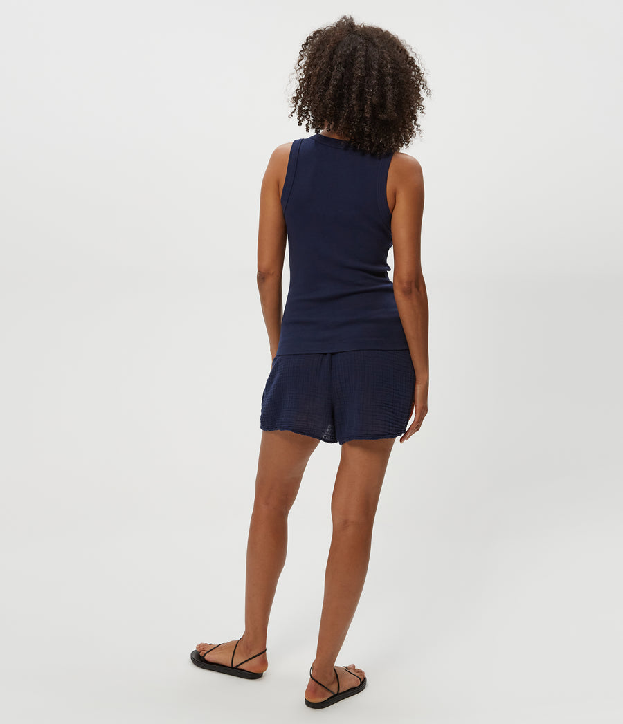 DREAM FLUTTER SHORT in Nocturnal Blue Back View  #NOCTURNAL