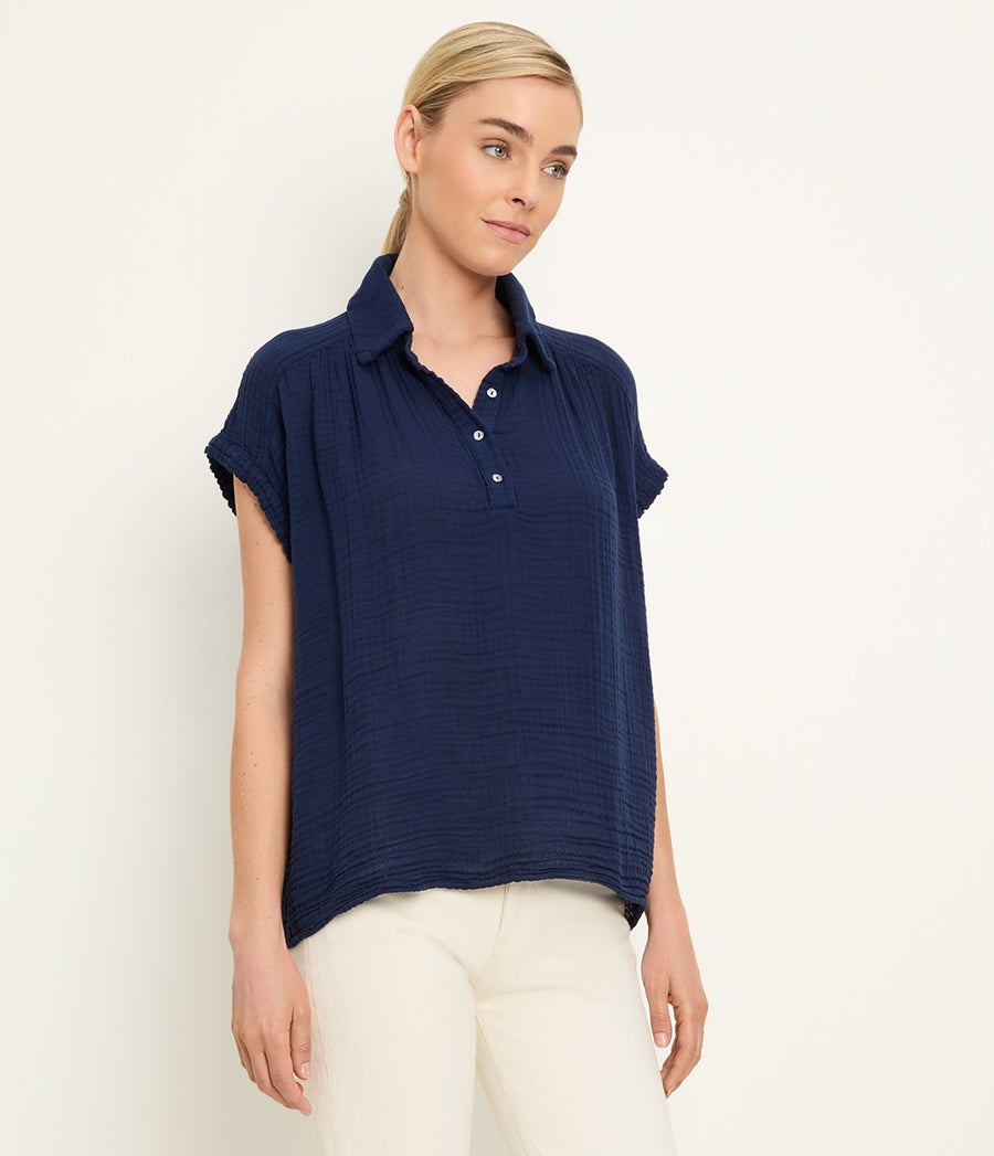 Avalon Top in Nocturnal Blue Full Body View #NOCTURNAL
