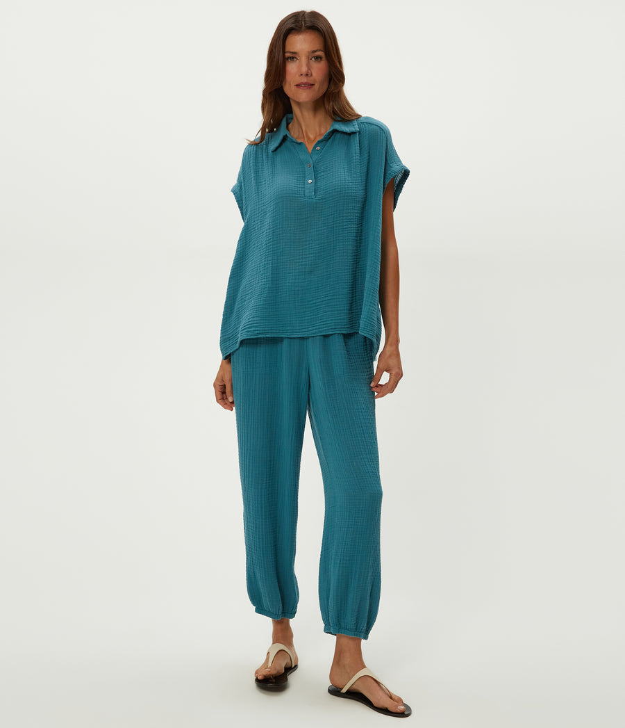 Avalon Top in GLAZE Blue Full Body View #GLAZE