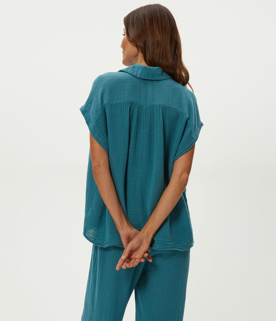 Avalon Top in GLAZE Blue Back View #GLAZE