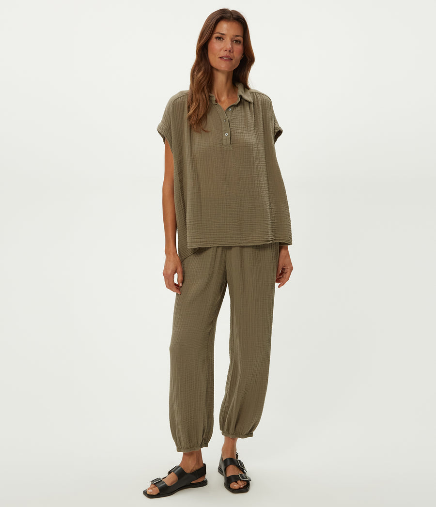 Avalon Top in Olive Green Full Body View #OLIVE