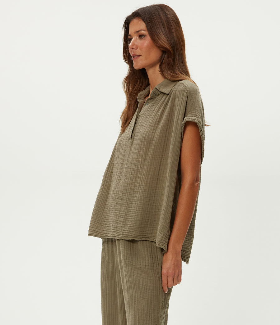 Avalon Top in Olive Green Side View #OLIVE