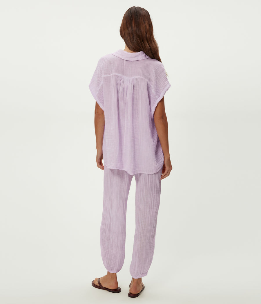 Avalon Gauze Top in WHIMSY PURPLE Back View #WHIMSY