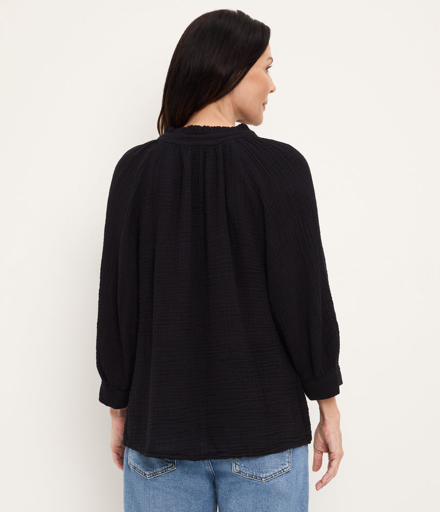 Kali Ruffle Neck Top BLACK / XL #BLACK