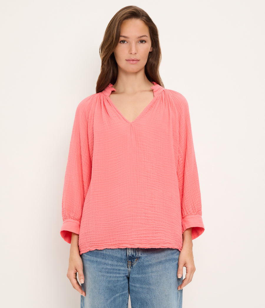 Kali Ruffle Neck Top CORAL SHERBET / XL #CORAL SHERBET