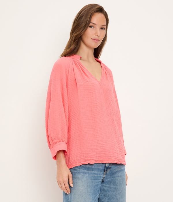 Kali Ruffle Neck Top CORAL SHERBET / XL #CORAL SHERBET