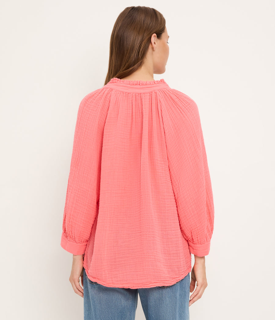 Kali Ruffle Neck Top CORAL SHERBET / XL #CORAL SHERBET