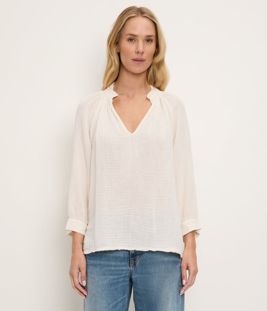 Kali Ruffle Neck Top CHALK / XL #CHALK