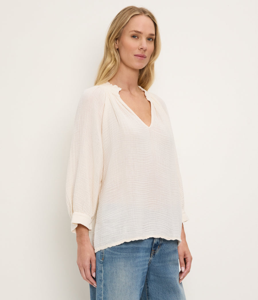 Kali Ruffle Neck Top CHALK / XL #CHALK