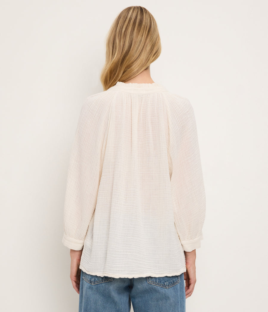 Kali Ruffle Neck Top CHALK / XL #CHALK