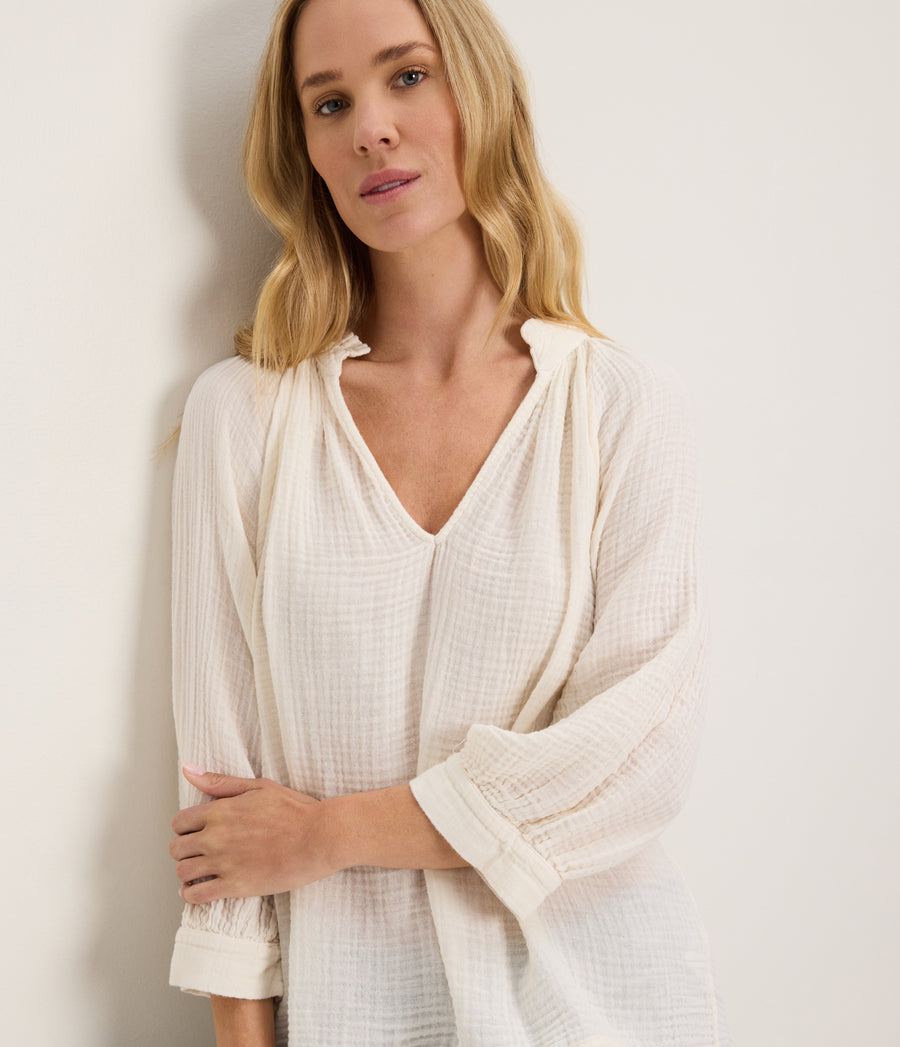 Kali Ruffle Neck Top CHALK / XL #CHALK