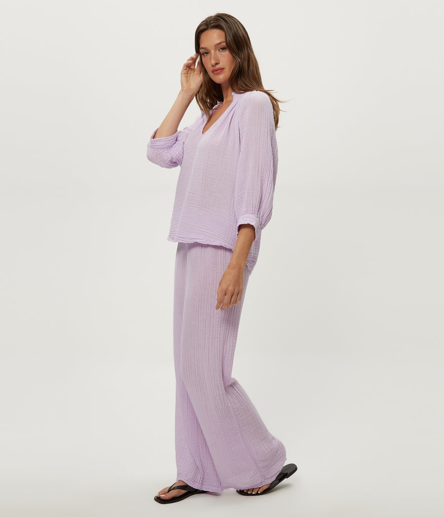 Kali Ruffle Neck Top in WHIMSY PURPLE Side View #WHIMSY