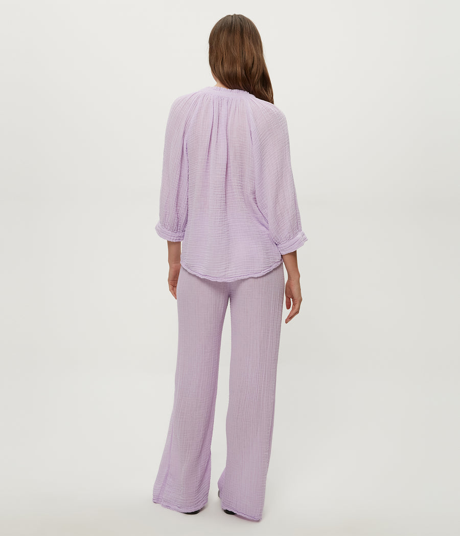 Kali Ruffle Neck Top in WHIMSY PURPLE Back View #WHIMSY