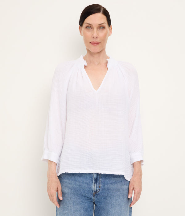 Kali Ruffle Neck Top WHITE / XL #WHITE
