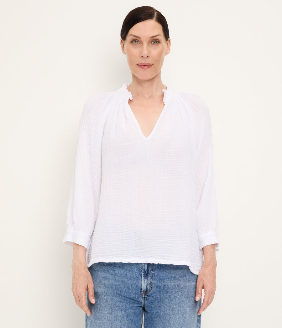 Kali Ruffle Neck Top WHITE / XL #WHITE