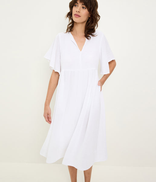 Women's Madeline Flutter Sleeve Dress - White - Size XS
