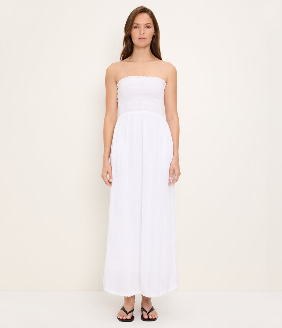 Bahia Smocked Dress WHITE / XL #WHITE