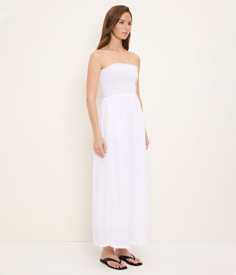 Bahia Smocked Dress WHITE / XL #WHITE