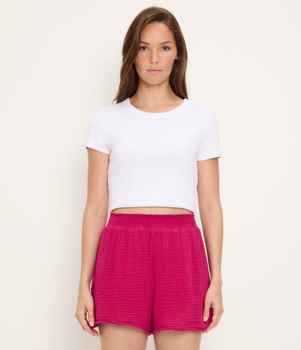 Alva Gauze Smocked Short FRENCH ROSE / XL #FRENCH ROSE