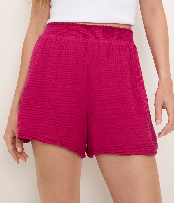 Alva Gauze Smocked Short FRENCH ROSE / XL #FRENCH ROSE